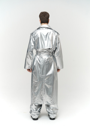 Тренчкот MIRBA LACQUER серебряный