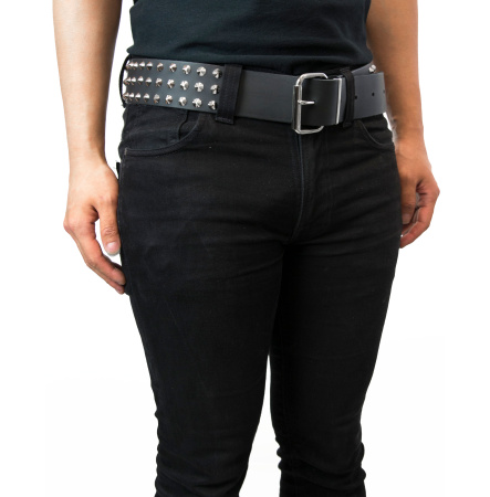 Ремень кожаный 3 ROW CONICAL STUDS