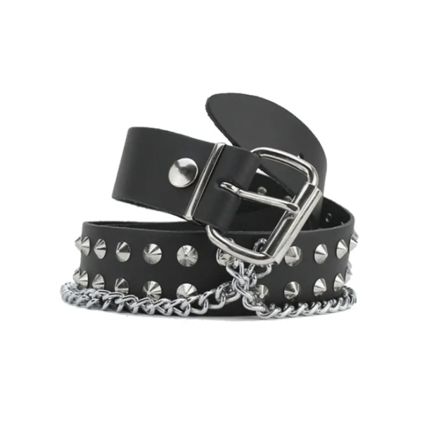 Ремень Underground 2 ROW CONICAL STUD & CHAIN SILVER