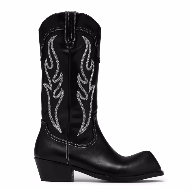Сапоги-казаки KOI Footwear Cryptek Snub Nose Tall Cowboy - Black Vintage