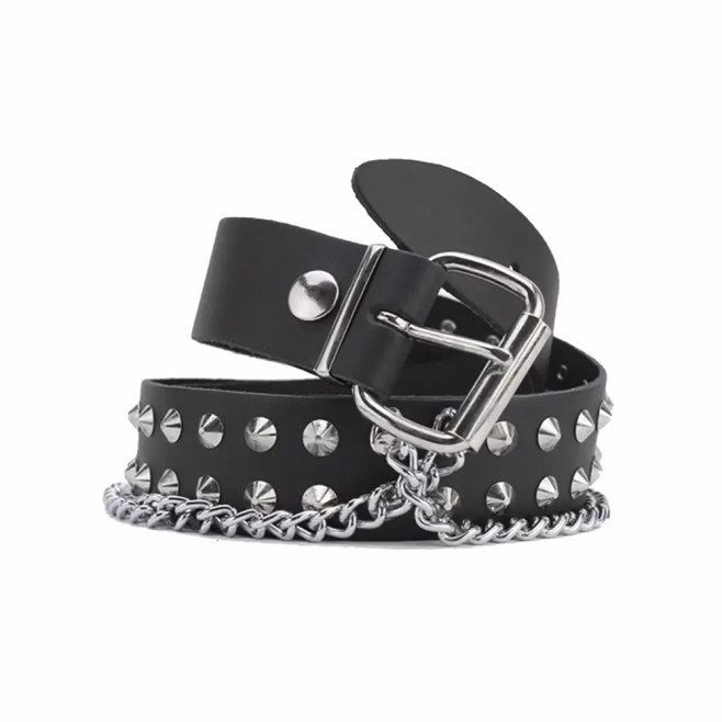 Ремень Underground 2 ROW CONICAL STUD & CHAIN SILVER